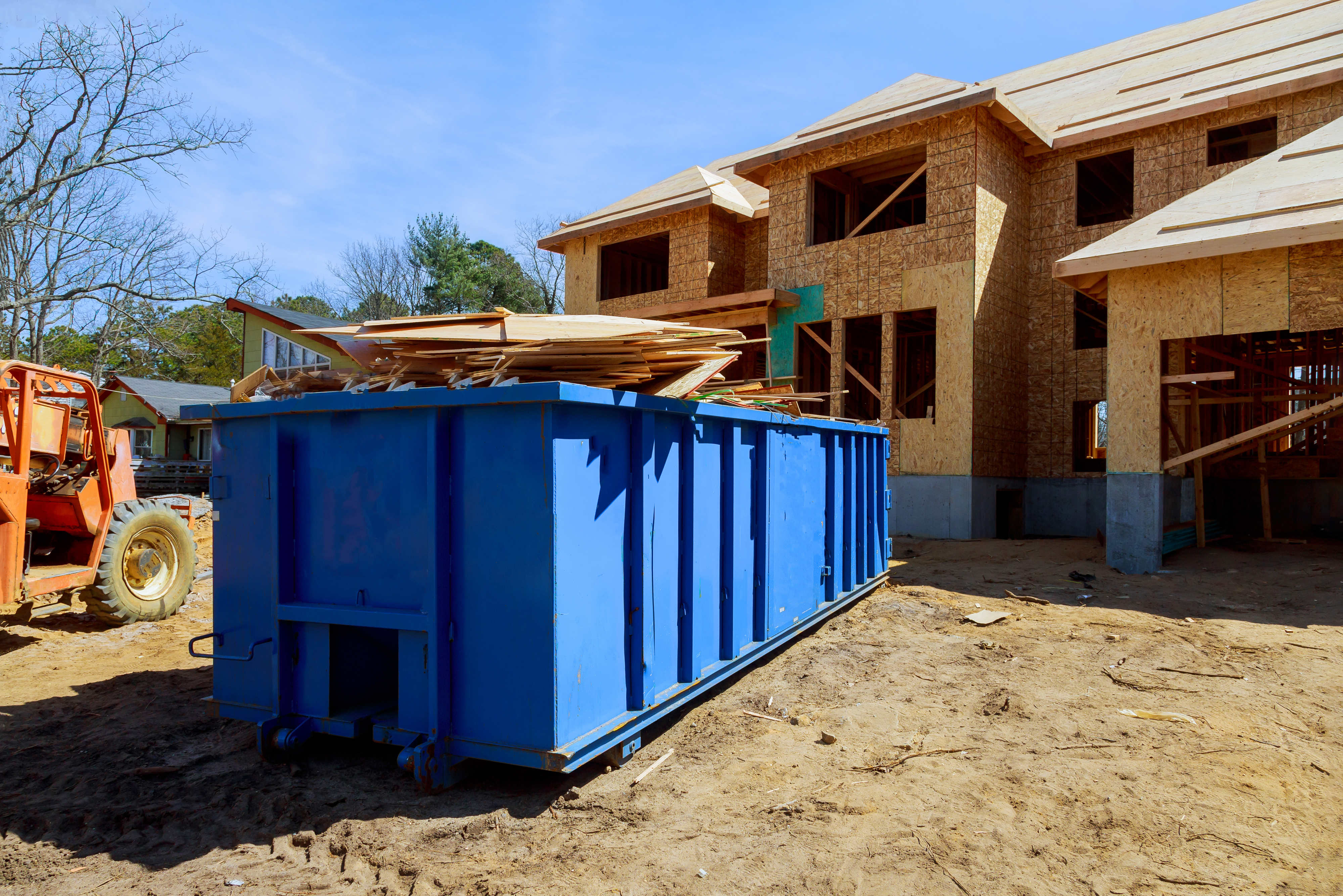 Waste container on a construction job site